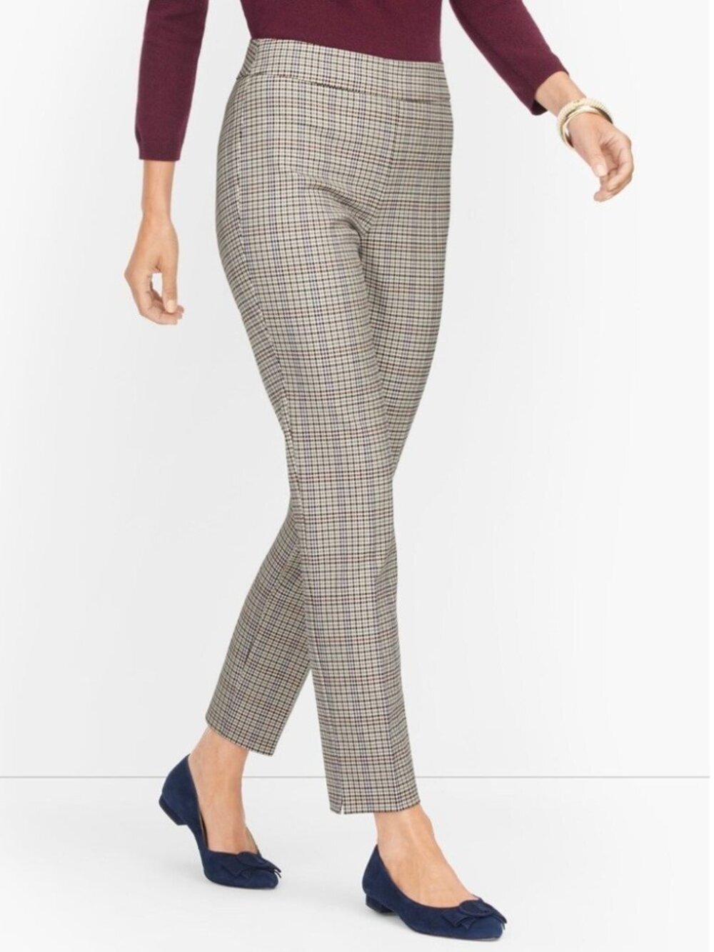 Talbots Chatham Ankle Pants Plaid Stretch Academia Career Preppy Comfort 8